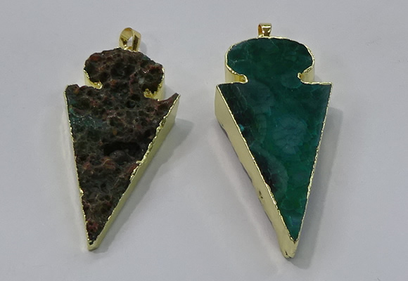 NGP3055 25*50mm - 28*55mm arrowhead agate pendants wholesale
