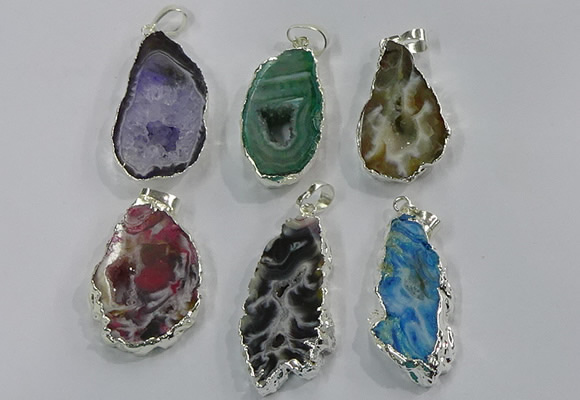 NGP3105 25*40mm - 30*50mm freeform druzy agate gemstone pendants