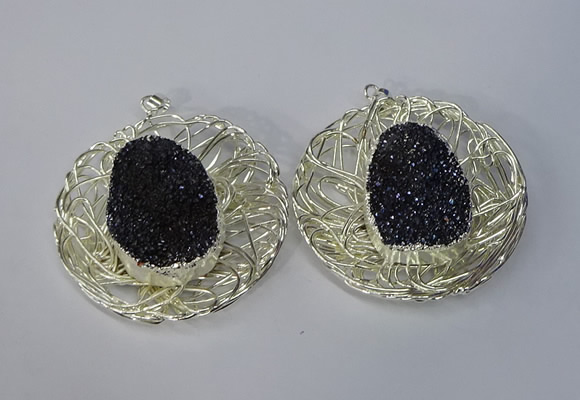 NGP3124 52mm - 55mm freeform druzy agate gemstone pendants