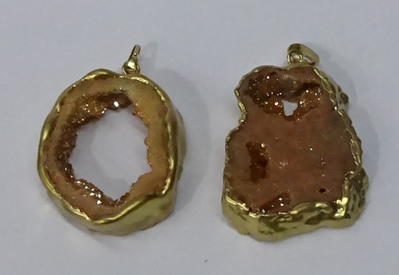 NGP3142 25*35mm - 40*50mm freeform plated druzy agate pendants