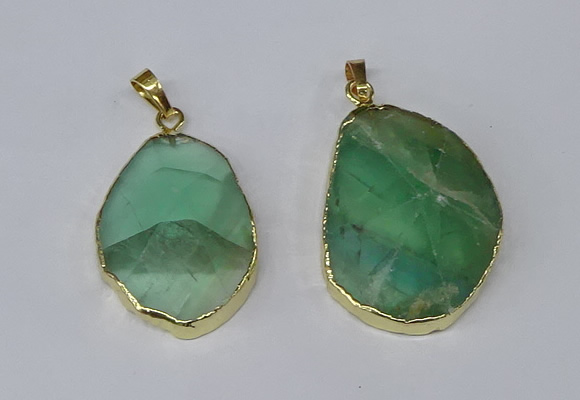 NGP3158 25*35mm - 30*40mm freeform green fluorite gemstone pendants