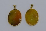 NGP3292 33*45mm faceted oval agate gemstone pendants wholesale
