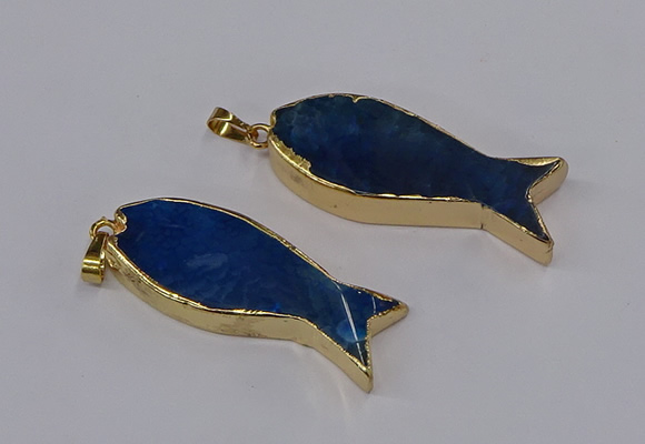NGP3315 16*50mm - 18*52mm fish-shaped agate gemstone pendants