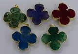 NGP3340 43*45mm - 45*47mm flower agate gemstone pendants