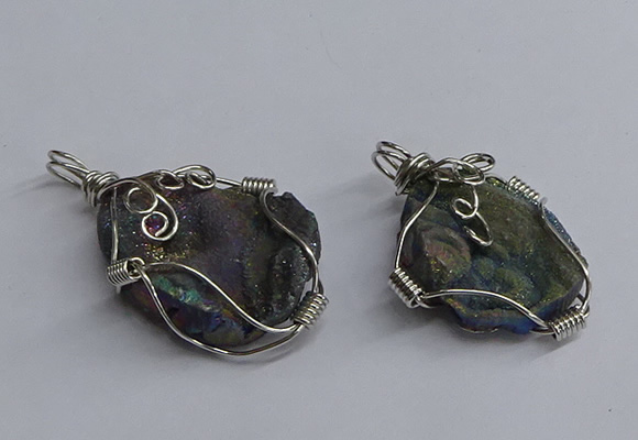NGP3403 25*30mm - 30*35mm freeform plated druzy agate pendants