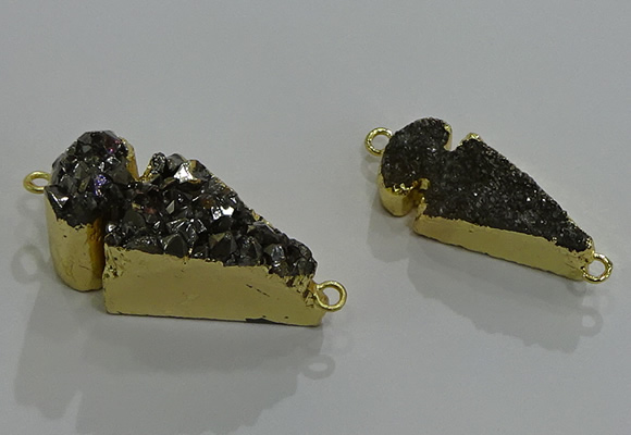 NGP3407 12*28mm - 16*32mm arrowhead plated druzy agate pendants