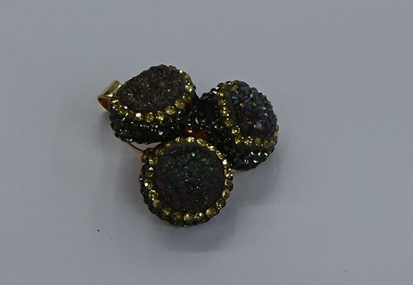 NGP3417 14mm - 16mm coin druzy agate gemstone pendants