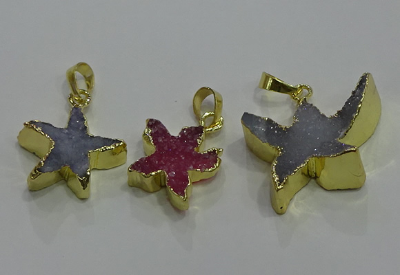 NGP3433 16*16mm - 20*20mm star druzy agate gemstone pendants