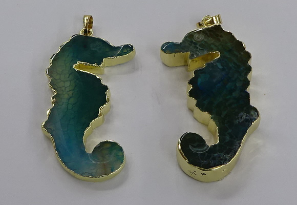 NGP3544 22*58mm - 25*55mm seahorse agate pendants wholesale