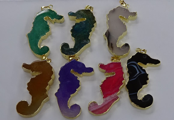 NGP3548 22*58mm - 25*55mm seahorse agate pendants wholesale