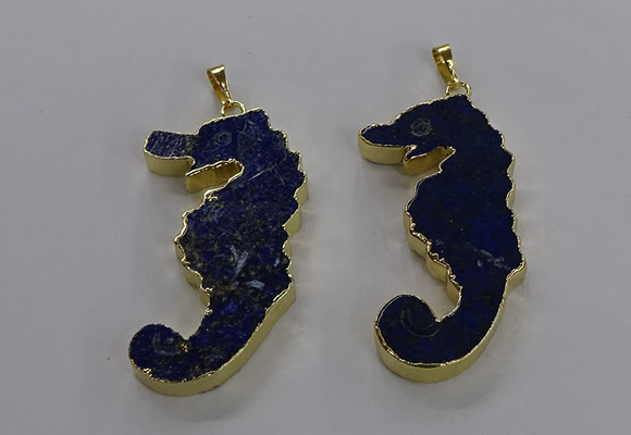 NGP3560 22*58mm - 25*55mm seahorse lapis lazuli pendants