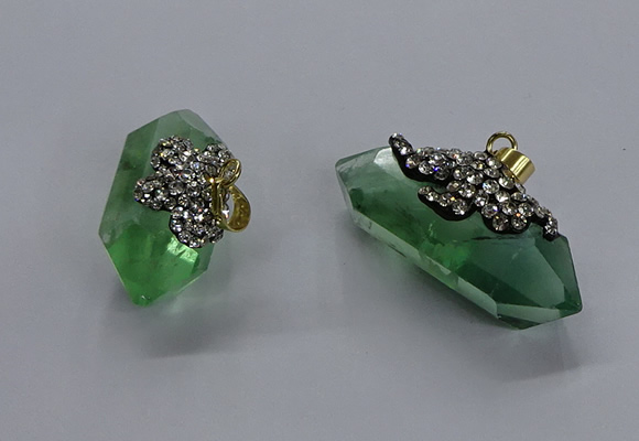 NGP3577 12*40mm - 15*45mm faceted nuggets green fluorite pendants