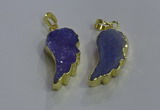 NGP3605 15*30mm - 18*40mm wing-shaped druzy agate pendants