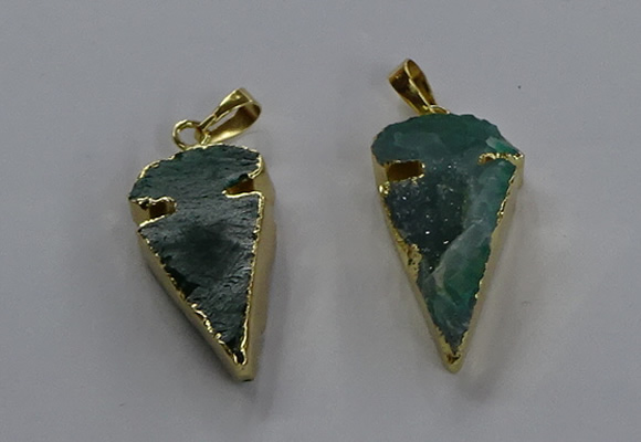 NGP3617 15*30mm - 20*40mm arrowhead druzy agate pendants