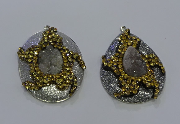 NGP3672 35*45mm freeform druzy agate pendants wholesale