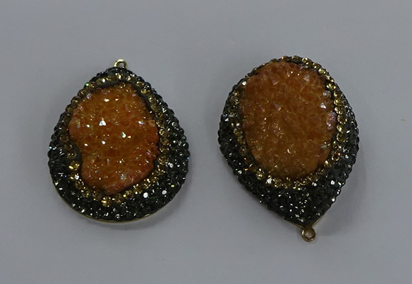 NGP3679 35*45mm teardrop plated druzy agate gemstone pendants