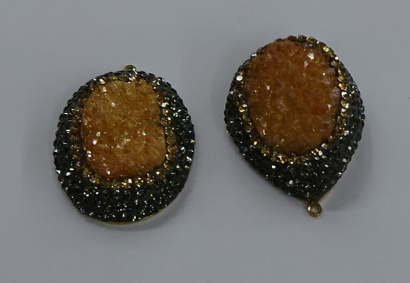 NGP3680 35*45mm freeform plated druzy agate gemstone pendants