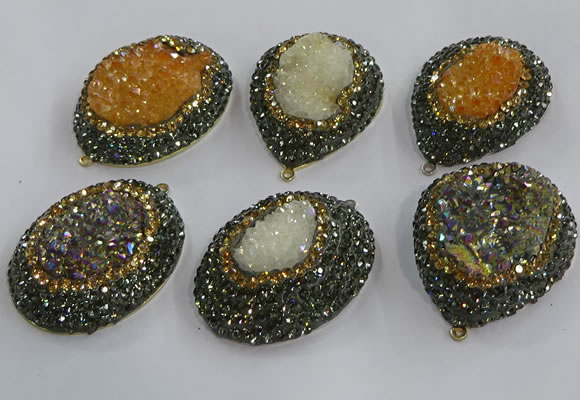 NGP3694 35*45mm freeform plated druzy agate gemstone pendants