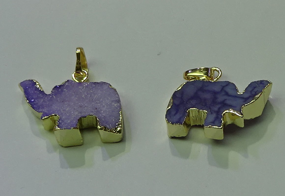 NGP3698 18*30mm - 22*35mm elephant druzy agate gemstone pendants