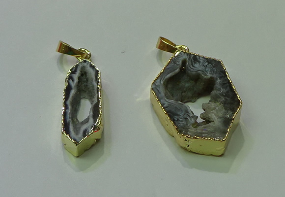 NGP3706 12*30mm - 22*35mm freeform druzy agate gemstone pendants