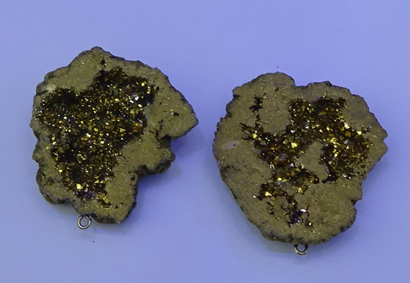 NGP3718 28*35mm - 40*45mm freeform plated druzy agate pendants