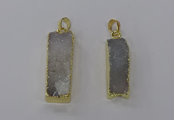 NGP3791 10*30mm - 12*35mm rectangle druzy agate pendants