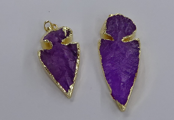 NGP3814 25*45mm - 30*60mm arrowhead dyed white crystal pendants
