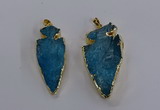 NGP3816 25*45mm - 30*60mm arrowhead dyed white crystal pendants