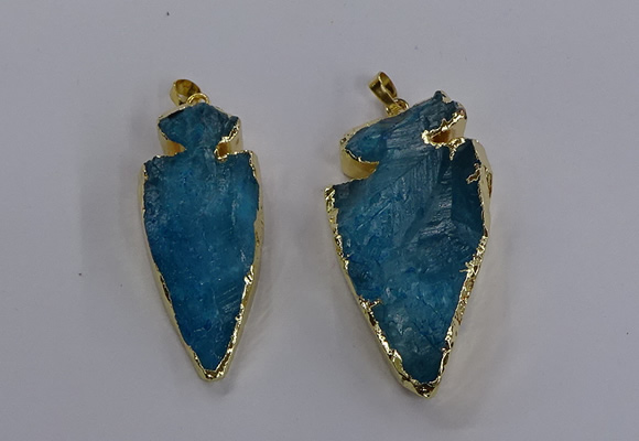 NGP3816 25*45mm - 30*60mm arrowhead dyed white crystal pendants
