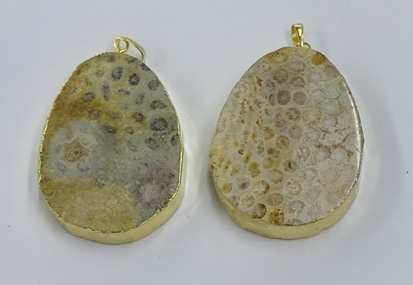 NGP3918 40*55mm freeform fossil coral pendants wholesale