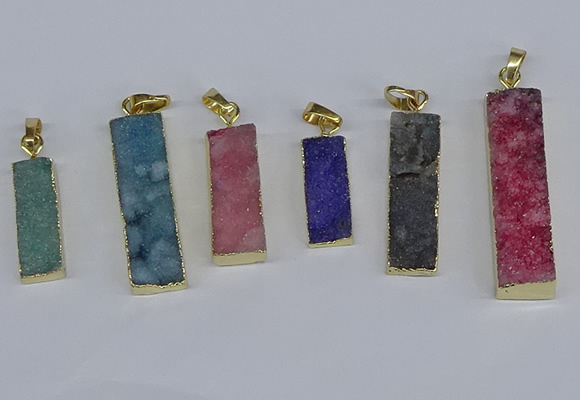 NGP3950 10*25mm - 12*45mm rectangle druzy agate pendants wholesale