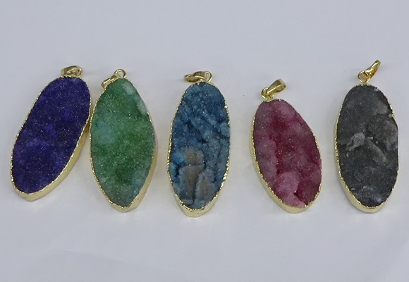 NGP3970 22*45mm - 25*50mm oval druzy agate pendants wholesale