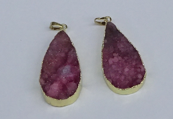 NGP3975 20*40mm - 25*50mm flat teardrop druzy agate pendants