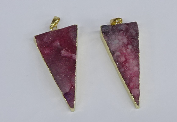NGP3985 20*48mm - 25*50mm triangle druzy agate pendants wholesale