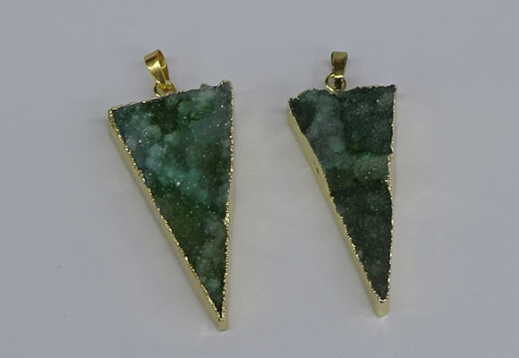NGP3987 20*48mm - 25*50mm triangle druzy agate pendants wholesale