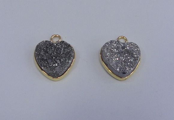 NGP4015 15*15mm heart druzy quartz gemstone pendants