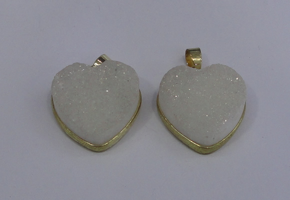 NGP4021 20*20mm heart druzy quartz gemstone pendants
