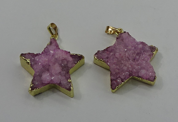 NGP4093 30*32mm - 32*35mm star druzy quartz pendants wholesale