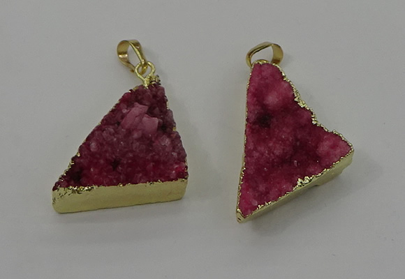 NGP4103 22*35mm - 24*40mm triangle druzy quartz pendants wholesale