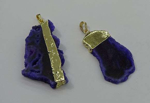 NGP4132 25*35mm - 40*50mm freeform druzy quartz pendants wholesale