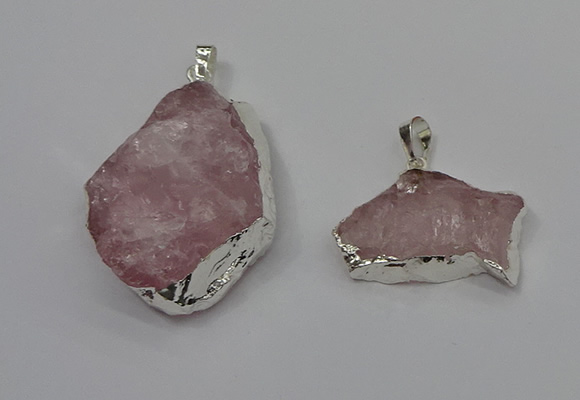 NGP4140 20*30mm - 35*45mm freeform rose quartz pendants wholesale