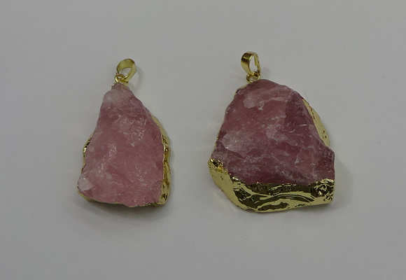NGP4141 20*30mm - 35*45mm freeform rose quartz pendants wholesale