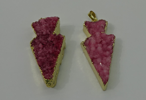NGP4156 20*45mm - 22*48mm arrowhead druzy quartz pendants