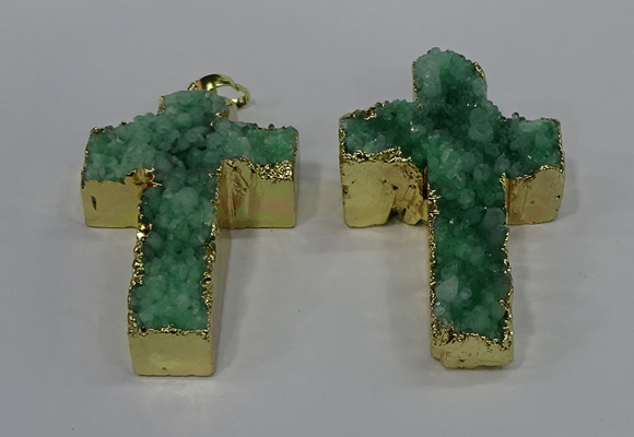 NGP4177 30*48mm - 32*50mm cross druzy quartz pendants wholesale