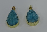 NGP4196 18*25mm - 18*28mm flat teardrop druzy quartz pendants