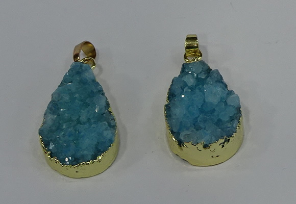 NGP4196 18*25mm - 18*28mm flat teardrop druzy quartz pendants