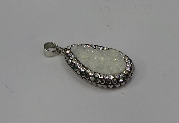 NGP4266 14*23mm flat teardrop plated quartz pendants wholesale