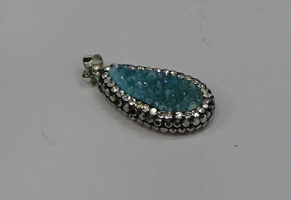 NGP4270 14*23mm flat teardrop plated quartz pendants wholesale