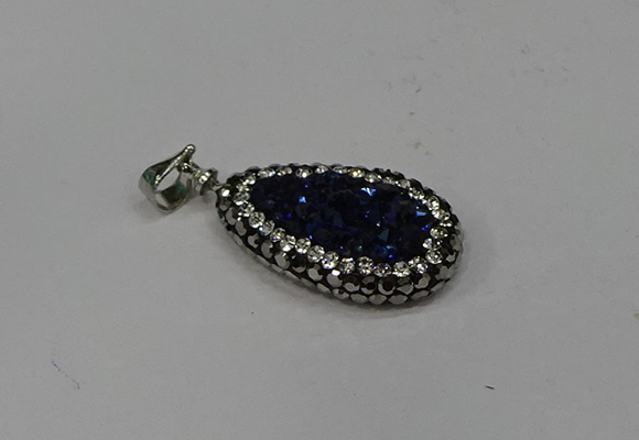 NGP4278 14*23mm flat teardrop plated quartz pendants wholesale