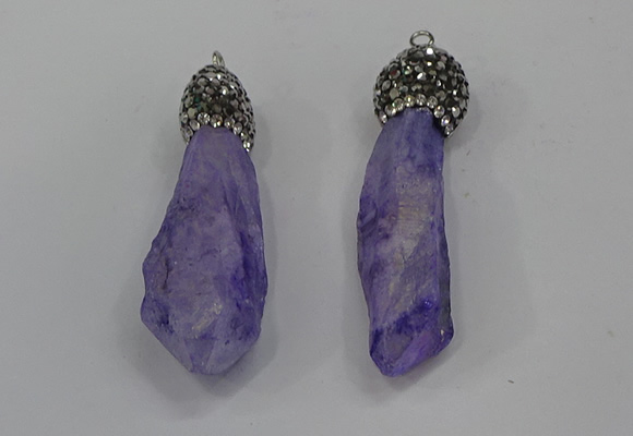 NGP4288 10*30mm - 15*45mmmm nuggets plated quartz pendants